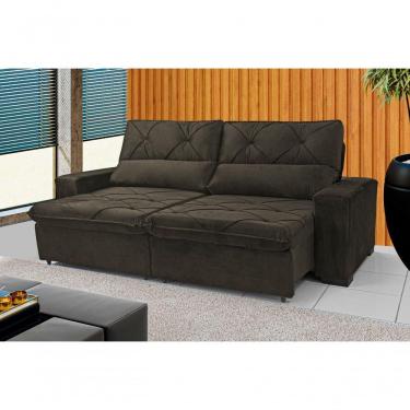 Imagem de Sofá Retrátil E Reclinável 210 Cm Alaska Veludo Tabaco