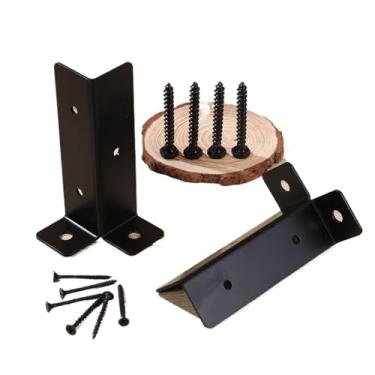 Imagem de KKSFBNKSK 4 peças de suportes de base de poste suportes de suporte de poste de ferro base de poste de varanda suportes de fixação de postes de cerca trilhos de âncora