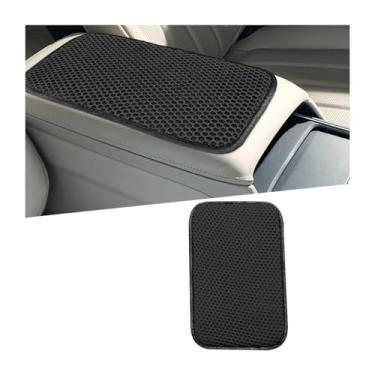 Imagem de Sandfren Capa de console central de carro, 3D Honeycomb Ice Silk Almofada de proteção de caixa de assento de apoio de braço de veículo, tapete de almofada de console médio interior automotivo