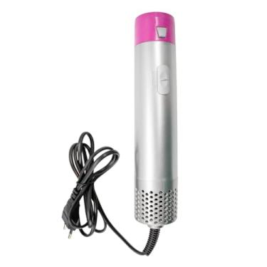 Imagem de Escova Secadora Profissional 5 em 1, Modelador de Ar Quente com 3 Níveis de Temperatura, Cerâmica, Base Giratória 360°, Kit com 6 Peças, Rosa e Prata, 33,5cm