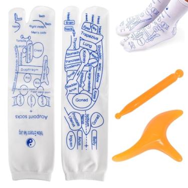 Imagem de Meias masculinas de reflexologia, 1 par com massageador de ponto de gatilho para a saúde dos pés