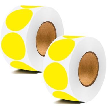 Imagem de Etiquetas redondas de codificação redondas de 2,5 cm, amarelo em branco, pontos pegajosos, venda de quintal, adesivos simples para escritório, loja, casa, sala de aula, 1000 peças, 2 rolos (mistura 4)