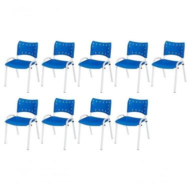 Imagem de Cadeira Iso Base Branco , Escritório Azul Kit 9 Un