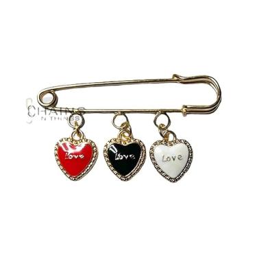 Imagem de Broche de segurança dourado 5,6 cm resistente 3 furos com pingentes de liga de moda para cobertores, saias, cachecol, suéter, tecido de malha, jeans, bolsa de lona, chapéu, artesanato. Pingentes