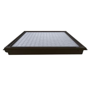 Imagem de Tampa Casa Máquina Piscina Com Rebaixo Gaveta Preto 85x85cm