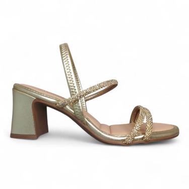 Imagem de Sandália Feminina Mississipi Salto Strass Calce Facil MC414