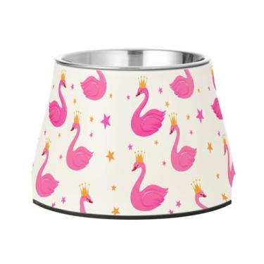 Imagem de SEHANY Tigelas fofas para cães de pato antiderrapante de aço inoxidável com fundo de borracha que evita a queda, 2,3 tigelas quadriculadas para comida e água para cães e gatos