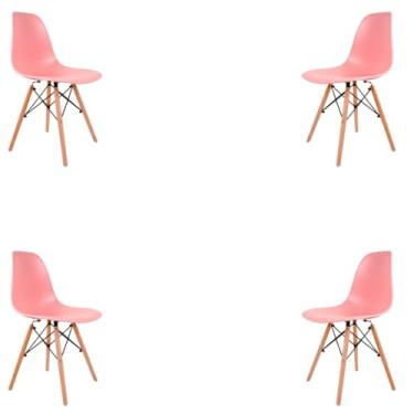 Imagem de KIT com 4 Cadeiras Modelo - Para Mesa de Jantar & Sala, Confortável & Durável (Cadeira Rosa Claro)