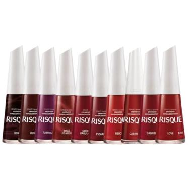 Imagem de Kit 10 Esmaltes Cremosos Hipoalergênicos Vermelhos Sortidos, 8ml cada