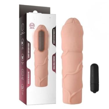 Imagem de Capa Peniana Com Vibrador 16X4 Extensor Pênis Vibratório Silicone Macio Dupla Estimulação 9389