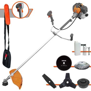 Imagem de Roçadeira Robusta Tekna RL430P À Gasolina 43cc 1,7HP 5 Opções de Corte Com Facas 2 Pontas, 3 Pontas, 80 Dentes, Escova de Aço e Carretel de Nylon