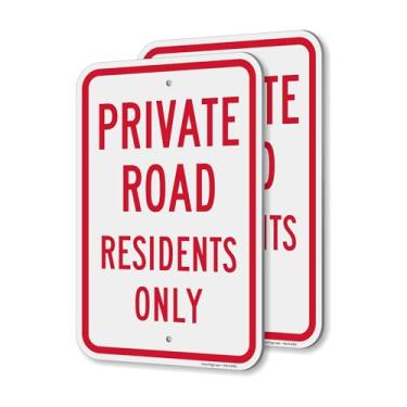 Imagem de SmartSign Pacote com 2 placas privadas para residentes de estradas - 45,7 x 30,5 cm, composto de alumínio de 2 mm, furos pré-perfurados, vermelho e branco