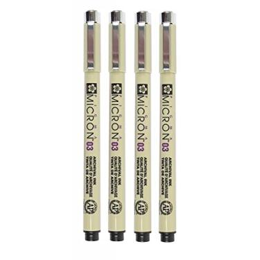 Imagem de Sakura Pigma Micron 03 Caneta preta 0,35 mm Largura da linha Pacote com 4 (03)