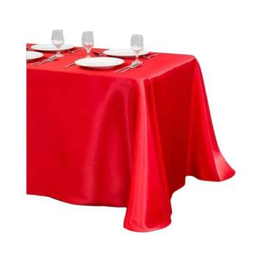 Imagem de Toalha De Mesa De Cetim Em Cor Sólida Para Aniversário Casamento Banqu