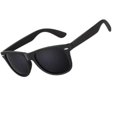 Imagem de Óculos de sol polarizados para homens e mulheres, proteção UV retrô para dirigir e pescar, Preto