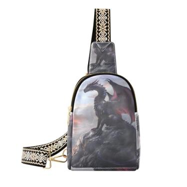 Imagem de CEBUGI Bolsa tiracolo feminina Dragon pequena de couro, pochete transversal para trilhas, viagens ao ar livre