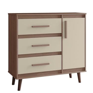 Imagem de Comoda Sapateira 3 Gavetas 1 Porta 95 Cm Mila Savana Off White Mobbs