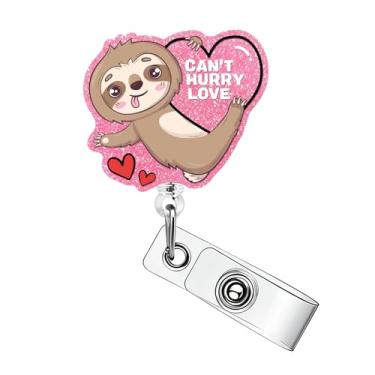 Imagem de Carretel de crachá de dia dos namorados, fofo, amor, coração, preguiça, porta-crachá, retrátil, clipe retrátil, clipe engraçado para crachá de preguiça para dia dos namorados, porta-cartões de