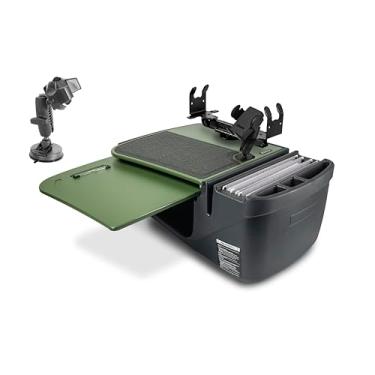 Imagem de AutoExec Mesa de carro GripMaster para sua estação de trabalho de veículos e escritório móvel, verde militar, com suporte para telefone, suporte de impressora e suporte de telefone com sucção