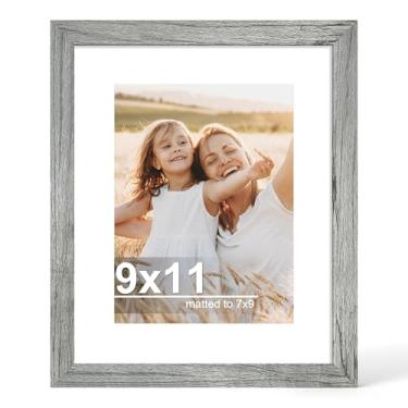 Imagem de Hongkee Porta-retrato 22 x 28 cm com vidro, exiba imagens 19 x 23 com tapete ou 23 x 28 sem tapete - parede e mesa, molduras de madeira 23 x 27 cm (cinza, 1 pacote)