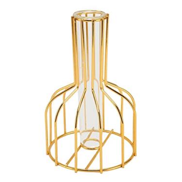 Imagem de GLOGLOW Estação de Propagação para Plantas, Moldura de Metal Dourado para Plantas, Moldura de Metal Dourado Com Tubos de Vidro Vaso Hidropônico Moderno para Mesa de Escritório Doméstico Artesanato