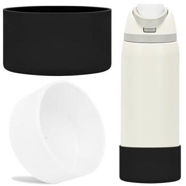 Imagem de TQONEP 2 peças de bota de silicone para garrafa de água Owala 680 g 947 g, capa protetora antiderrapante para garrafa de água de aço inoxidável Flip/Twist/FreeSip (preto + transparente, 947 g)