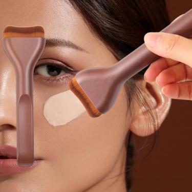 Imagem de Pincéis de base plana para maquiagem líquida, pincéis planos de maquiagem ultrafinos, pincel de maquiagem para creme de máscara de mistura (14 x 4,5 x 1,5 cm)