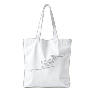 Imagem de Kit 10 Sacola Ecologica Charmosa Reutilizável 38x41.5cm Estampa Fita Cassete