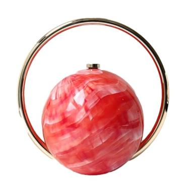 Imagem de Bolsa feminina com bola de mármore para noite, bolsas elegantes e luxuosas, para festas, férias, casamentos, Vermelho, Casual
