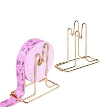 Imagem de Dispensador de bilhetes de sorteio Suporte banhado a latão, dispensador de bilhetes para bilhetes de rolo único e duplo, acabamento dourado, organizador profissional de ingressos para eventos (2)