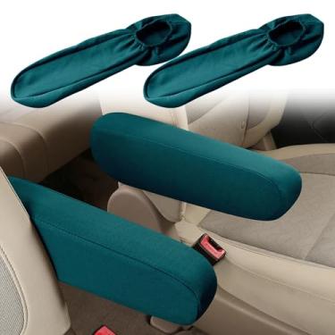 Imagem de Smeyta 2 peças de capas de apoio de braço do assento dianteiro do carro, capa de descanso de braço de assento de tamanho universal, capa de apoio de braço de tecido plano, acessórios interiores de