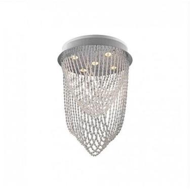 Imagem de Lustre Plafon Light Redondo - Gotas De Cristais 5 Luzes Gu10
