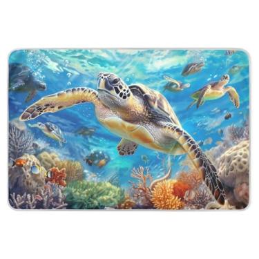 Imagem de Protetor de colchão impermeável Ocean Turtles para cama para idosos 132 x 86 cm, almofadas para incontinência de animais de estimação para cama, lavável, reutilizável