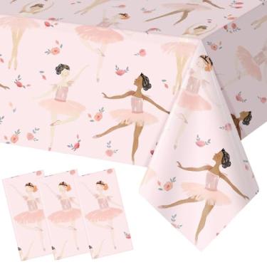 Imagem de Moukeren 3 toalhas de mesa de bailarina rosa, tutu de balé, lindas decorações de aniversário de 2 anos, toalhas de mesa de plástico descartáveis para meninas, balé, casamento, chá de bebê, decoração