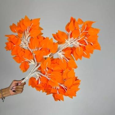 Imagem de Kit 12 Buquês de Fícus Artificial 60cm – Folhagem Realista para Decoração de Casa, Jardim Vertical e Eventos(12,Laranja)