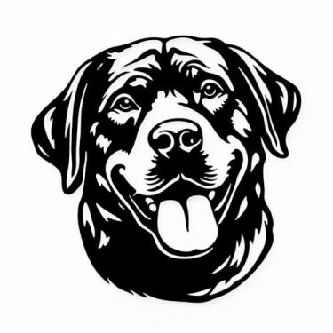 Imagem de Arte Decorativa Pet 3D para Parede, Dog Friendly, Cão, Quadro Cachorro, Shih Tzu, Labrador Retriever, Poodle, Pit Bull e Vira-Lata e Muito Mais, Preto, 23x23cm, Plástico Ecológico, Fita 3M, Confira Modelos (Rottweiler)