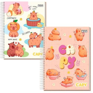 Imagem de Caderno Amei Capivara Nova Mix Capa Dura Fofo 192 Folhas 12 Matérias A
