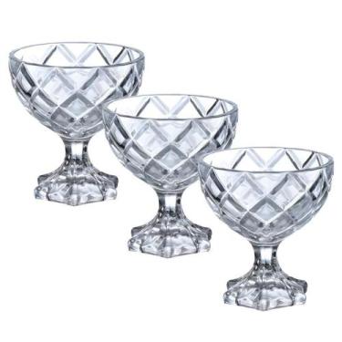 Imagem de Kit 3 Taças Sobremesas De Vidro Sorvete Pineapple Diamond Diamante 170