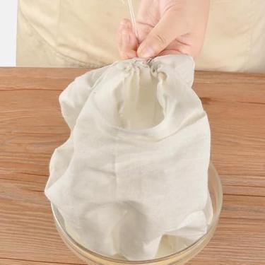 Imagem de 1 saco reutilizável de pano de queijo, saco de filtro de alimentos multiuso - 11,81 x 17,72 cm, perfeito para coar leite de nozes, fermentação fria, chá, iogurte e café - fácil de limpar