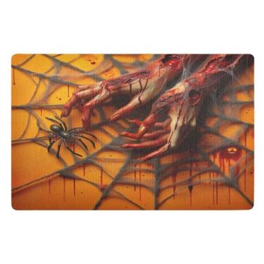 Imagem de Joisal Bloody Hands Web Welcome Mat, tapete de chão para exterior antiderrapante tapete de porta exterior 81,3 cm x 50,8 cm