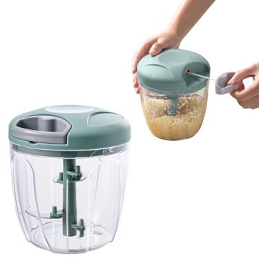 Imagem de Espremedor manual de alho e cortador de legumes, triturador de nozes, fatiador de comida manual para triturar alimentos (verde, grande)