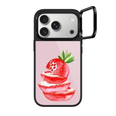 Imagem de CASETiFY Capa Glaze Ring Stand para iPhone 17 Pro [suporte/1,5 m. 1X proteção contra quedas de grau militar/compatível com Magsafe] - Fatias de morango - preta