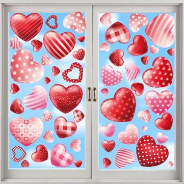 Imagem de BCCSNNM 9 folhas adesivas para janela do dia dos namorados, adesivos de coração rosa vermelho e verso para porta de vidro, decoração de festa de aniversário de casamento