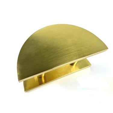 Imagem de SUYA Puxador de porta push-pull, puxador meio redondo de liga de alumínio de alta resistência para porta comercial externa/porta de celeiro, resistente à ferrugem, fácil instalação, ouro acetinado