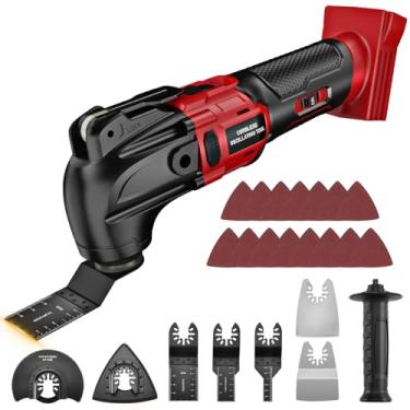 Imagem de Ferramenta oscilante sem fio para bateria Mil-waukee de 18 V, serra oscilante sem escova Max 20.000 OPM, multiferramenta oscilante de velocidade variável para raspar, lixar, cortar madeira (bateria