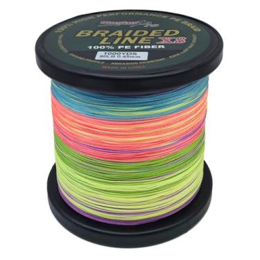 Imagem de MASTERPRO Linha líder de pesca de fibra 100% PE, 1000 jardas, colorida, superlinha de diâmetro fino 11,3 kg 13,6 kg 18 kg 22,7 kg 36,3 kg 45,4 kg quase zero stretch 8 fios trançado corda forte (0,45