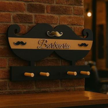 Imagem de Cabideiro para Capas de Corte Barbearia Bigode Retrô Decorado - CWR At