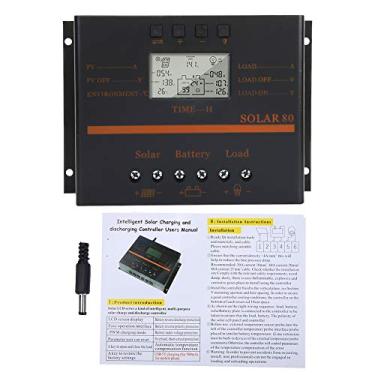 Imagem de LiebeWH Controlador de Carregador Solar 80A Regulador Inteligente de Bateria de Painel Solar, 12V 24V USB Regulador Inteligente de Bateria de Painel Parâmetro Automático Ajustável, Display LCD