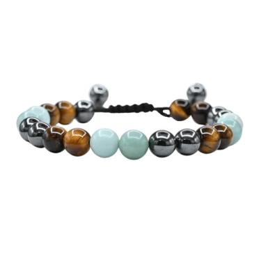 Imagem de Pulseira de humor de pedra preciosa deslumbrante - conjunto de pulseiras de pedra vulcânica, um presente que ajuda a acalmar, aliviar a ansiedade e reduzir o estresse (H)