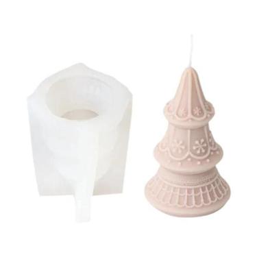 Imagem de Molde De Silicone Para Vela De Árvore De Natal Com Padrão De Estrela D